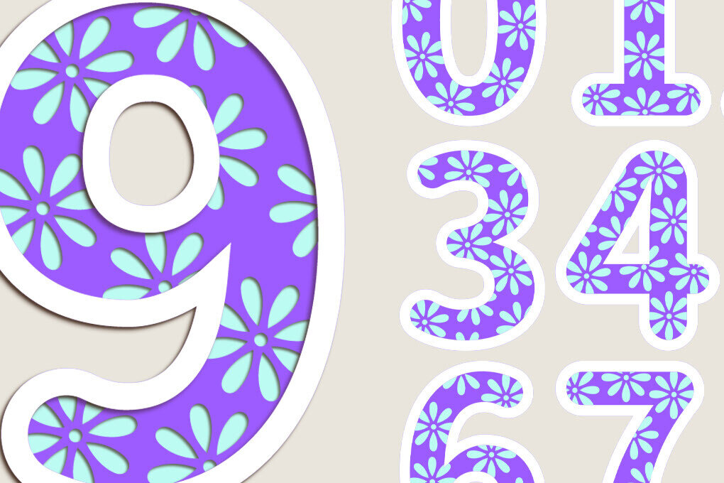 Intra απο ξύλο plywood 3mm-4mm πάχος - Flower Birthday Numbers, Cake Topper  Δίασταση 20x20 cm INTRAFABR-123100204