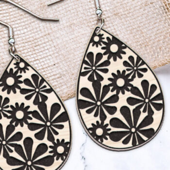 Intra απο ξύλο plywood 3mm-4mm πάχος - Σκουλαρίκια Boho Flower Cut Laser. Δίασταση 3x3 cm INTRAFABR-118120819 - Image 1