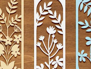 Intra απο ξύλο plywood 3mm-4mm πάχος - Σετ σελιδοδείκτης λουλουδιών Laser Cut  Δίασταση 5x20 cm INTRAFABR-90339850 - Image 1