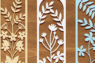 Intra απο ξύλο plywood 3mm-4mm πάχος - Σετ σελιδοδείκτης λουλουδιών Laser Cut  Δίασταση 5x20 cm INTRAFABR-90339850