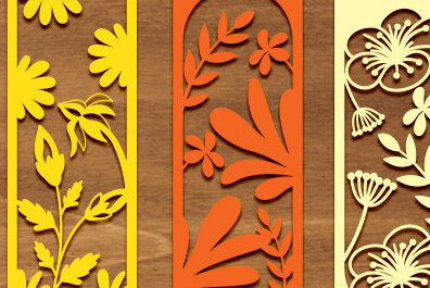 Intra απο ξύλο plywood 3mm-4mm πάχος - Σετ σελιδοδείκτης λουλουδιών Laser Cut  Δίασταση 5x20 cm INTRAFABR-90339857