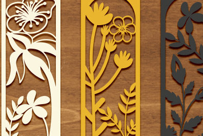 Intra απο ξύλο plywood 3mm-4mm πάχος - Σετ σελιδοδείκτης λουλουδιών Laser Cut  Δίασταση 5x20 cm INTRAFABR-90339838