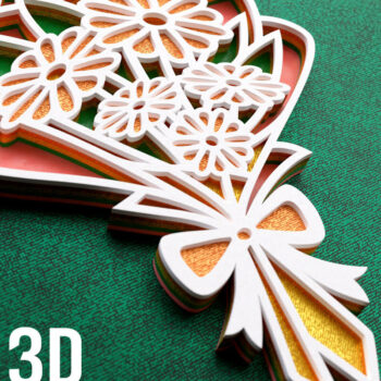 Intra απο ξύλο plywood 3mm-4mm πάχος - Μπουκέτο λουλουδιών 3D Layered  Cut  Δίασταση 20x25 cm INTRAFABR-28648434 - Image 4