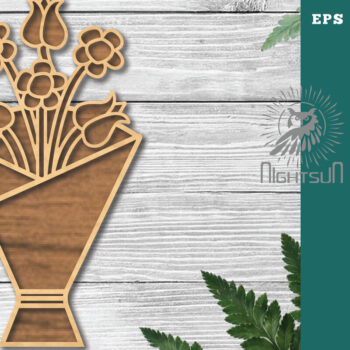 Intra απο ξύλο plywood 3mm-4mm πάχος - Μπουκέτο λουλουδιών Διακόσμηση κοπής με λέιζερ 6 Δίασταση 20x20 cm INTRAFABR-116227385 - Image 1