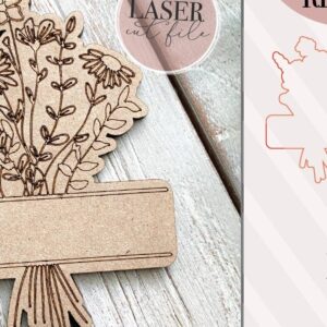 Intra απο ξύλο plywood 3mm-4mm πάχος - Πινακίδα ονόματος μπουκέτο λουλουδιών  Δίασταση 6x6 cm INTRAFABR-70852137