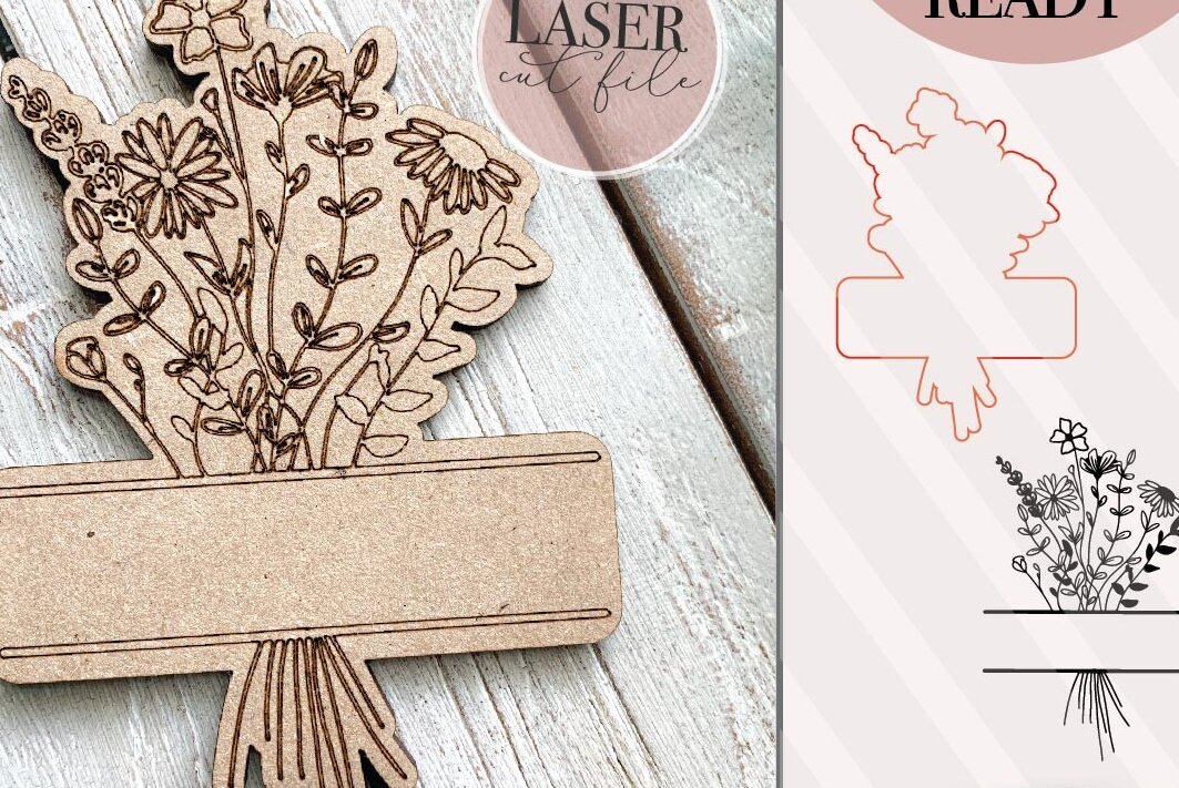 Intra απο ξύλο plywood 3mm-4mm πάχος - Πινακίδα ονόματος μπουκέτο λουλουδιών  Δίασταση 6x6 cm INTRAFABR-70852137