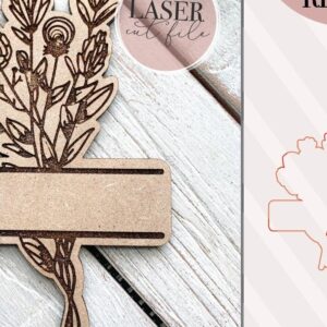 Intra απο ξύλο plywood 3mm-4mm πάχος - Πινακίδα ονόματος μπουκέτο λουλουδιών  Δίασταση 6x6 cm INTRAFABR-70852408