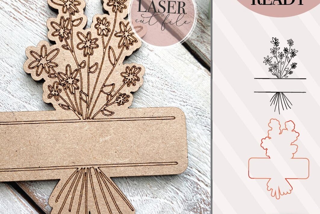 Intra απο ξύλο plywood 3mm-4mm πάχος - Πινακίδα ονόματος μπουκέτο λουλουδιών  Δίασταση 6x6 cm INTRAFABR-70852646