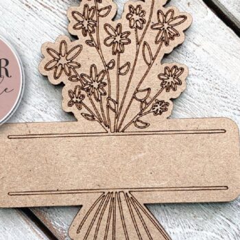 Intra απο ξύλο plywood 3mm-4mm πάχος - Πινακίδα ονόματος μπουκέτο λουλουδιών  Δίασταση 6x6 cm INTRAFABR-70852646 - Image 3