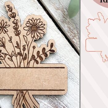 Intra απο ξύλο plywood 3mm-4mm πάχος - Πινακίδα ονόματος μπουκέτο λουλουδιών Δίασταση 6x6 cm INTRAFABR-70852018 - Image 1