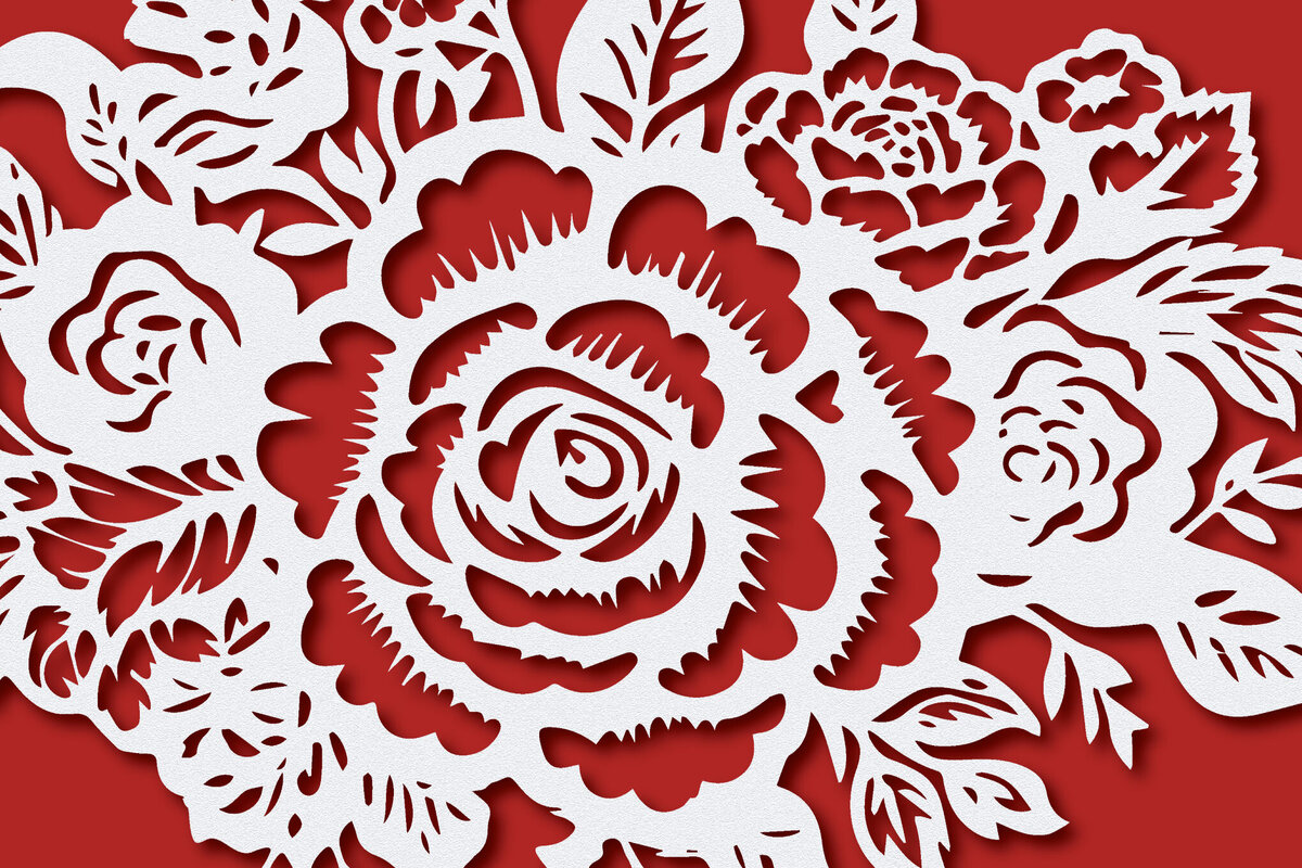 Intra απο ξύλο plywood 3mm-4mm πάχος - Μπουκέτο λουλουδιών Χαρτί κομμένο σχέδιο  Δίασταση 30x20 cm INTRAFABR-86786880