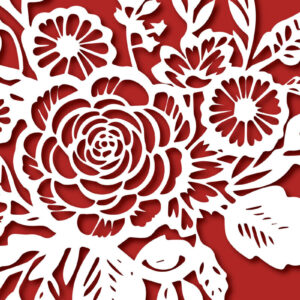 Intra απο ξύλο plywood 3mm-4mm πάχος - Μπουκέτο λουλουδιών Χαρτί κομμένο σχέδιο  Δίασταση 30x20 cm INTRAFABR-86788076