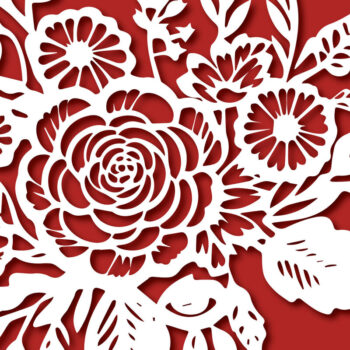 Intra απο ξύλο plywood 3mm-4mm πάχος - Μπουκέτο λουλουδιών Χαρτί κομμένο σχέδιο Δίασταση 30x20 cm INTRAFABR-86788076 - Image 1