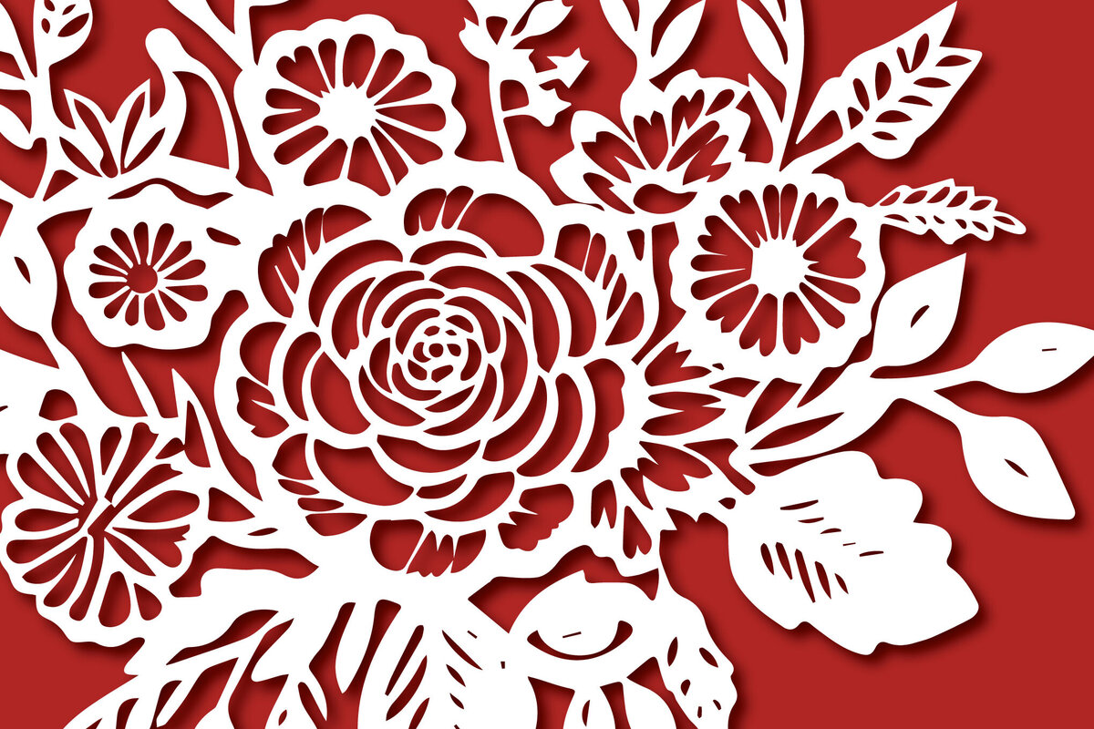 Intra απο ξύλο plywood 3mm-4mm πάχος - Μπουκέτο λουλουδιών Χαρτί κομμένο σχέδιο  Δίασταση 30x20 cm INTRAFABR-86788076