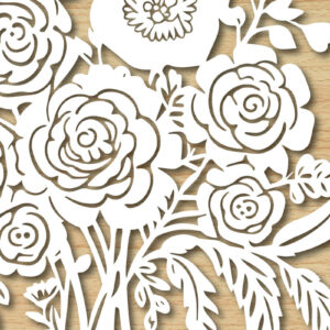 Intra απο ξύλο plywood 3mm-4mm πάχος - Μπουκέτο λουλουδιών Χαρτί κομμένο σχέδιο  Δίασταση 30x20 cm INTRAFABR-86788421