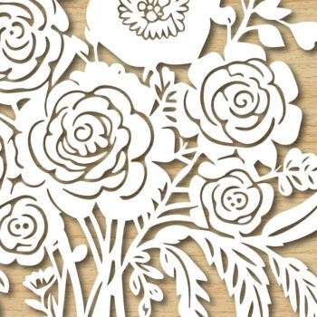 Intra απο ξύλο plywood 3mm-4mm πάχος - Μπουκέτο λουλουδιών Χαρτί κομμένο σχέδιο Δίασταση 30x20 cm INTRAFABR-86788421 - Image 1