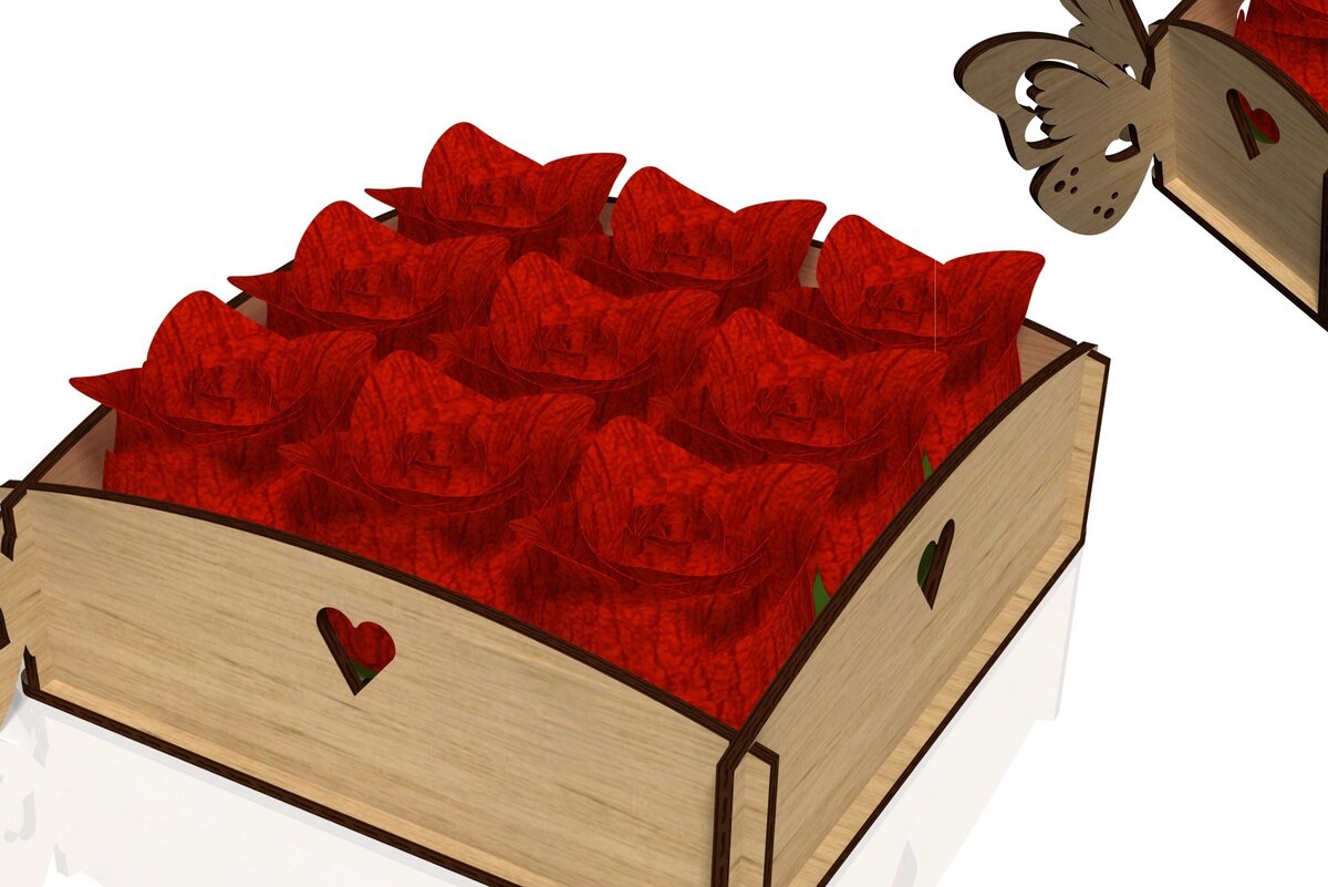 Intra απο ξύλο plywood 3mm-4mm πάχος - Flower Box, Butterfly Box, Laser Cut Δίασταση 15x15 cm INTRAFABR-41137657