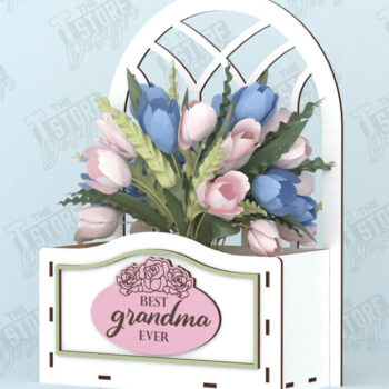 Intra απο ξύλο plywood 3mm-4mm πάχος - Flower Box | Ιδέα δώρου για τη γιορτή της μητέρας |CNC Δίασταση 20x20 cm INTRAFABR-119538827 - Image 1