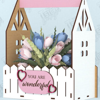 Intra απο ξύλο plywood 3mm-4mm πάχος - Flower Box | Ιδέα δώρου για τη γιορτή της μητέρας |CNC Δίασταση 20x20 cm INTRAFABR-119197066 - Image 1