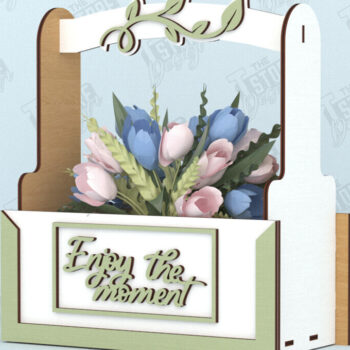 Intra απο ξύλο plywood 3mm-4mm πάχος - Flower Box | Ιδέα δώρου για τη γιορτή της μητέρας |CNC Δίασταση 20x20 cm INTRAFABR-119538819 - Image 1