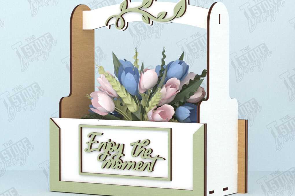 Intra απο ξύλο plywood 3mm-4mm πάχος - Flower Box | Ιδέα δώρου για τη γιορτή της μητέρας |CNC Δίασταση 20x20 cm INTRAFABR-119538819