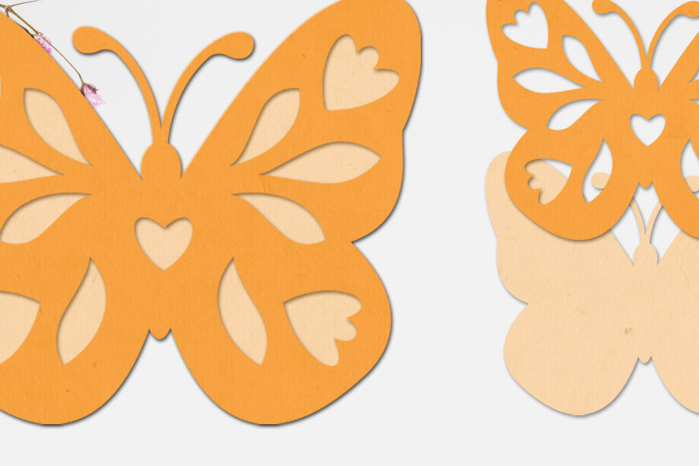 Intra απο ξύλο plywood 3mm-4mm πάχος - Flower Butterfly 3d Layered Papercut  Δίασταση 8x8 cm INTRAFABR-72029802