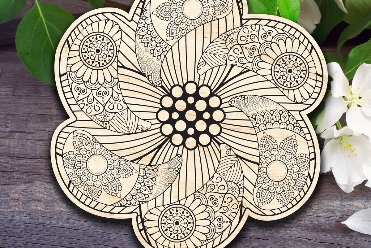 Intra απο ξύλο plywood 3mm-4mm πάχος - Σχέδιο λουλουδιών Δίασταση 30x20 cm INTRAFABR-32176425