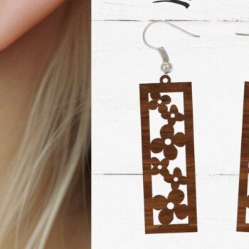 Intra απο ξύλο plywood 3mm-4mm πάχος - Σκουλαρίκι λουλουδιών κομμένο  με λέιζερ, λουλούδι Δίασταση 3x3 cm INTRAFABR-89299236 - Image 3