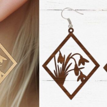 Intra απο ξύλο plywood 3mm-4mm πάχος - Σκουλαρίκι λουλουδιών κομμένο  με λέιζερ, λουλούδι Δίασταση 3x3 cm INTRAFABR-89618665 - Image 1