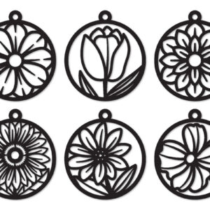 Intra απο ξύλο plywood 3mm-4mm πάχος - Σκουλαρίκι λουλούδι Κόψιμο με λέιζερ Δίασταση 3x3 cm INTRAFABR-109243269