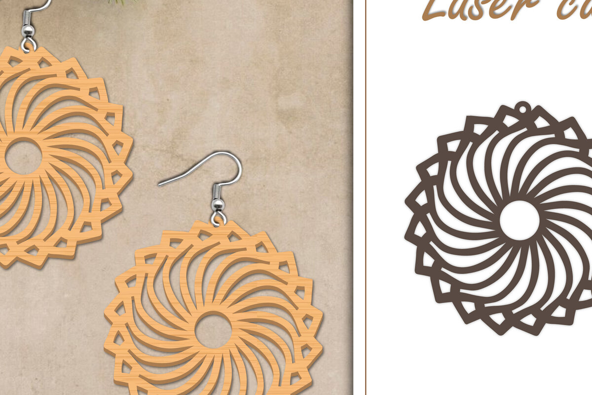 Intra απο ξύλο plywood 3mm-4mm πάχος - Σκουλαρίκια με λουλούδια  Δίασταση 3x3 cm INTRAFABR-119266603