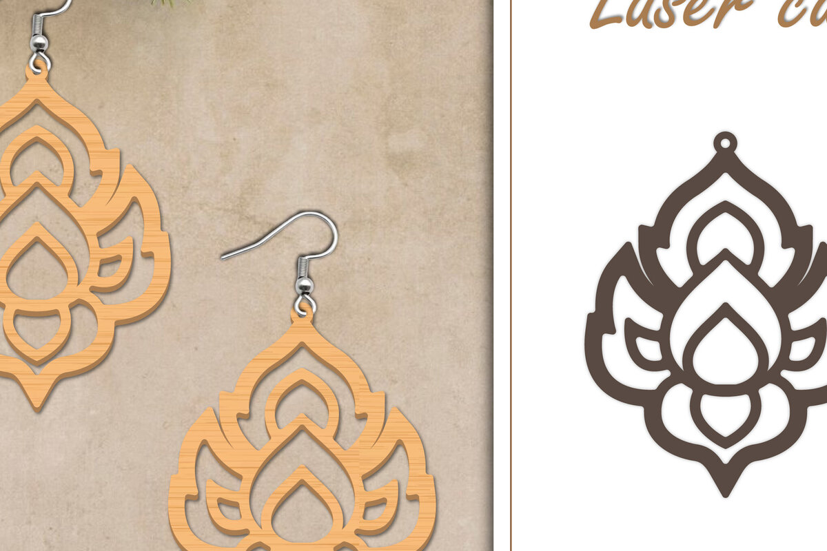 Intra απο ξύλο plywood 3mm-4mm πάχος - Σκουλαρίκια με λουλούδια  Δίασταση 3x3 cm INTRAFABR-119267021