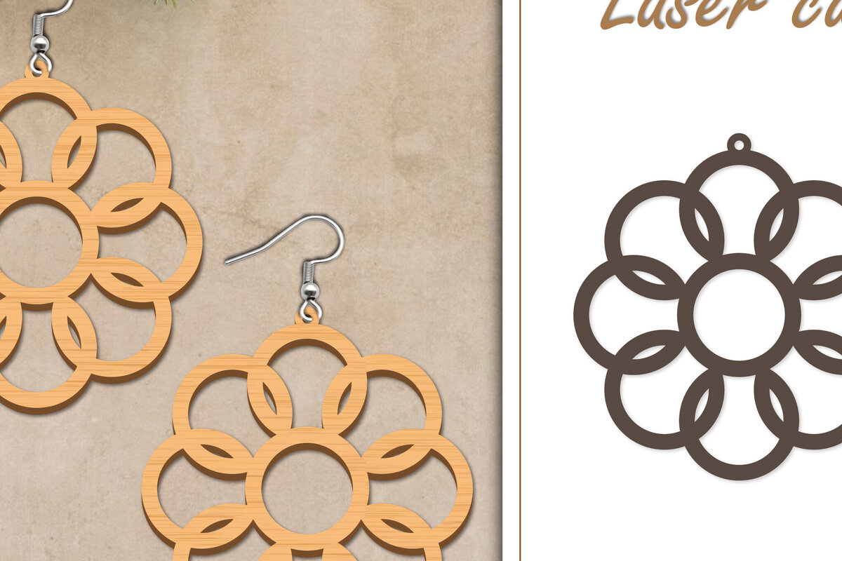 Intra απο ξύλο plywood 3mm-4mm πάχος - Σκουλαρίκια με λουλούδια  Δίασταση 3x3 cm INTRAFABR-119268814