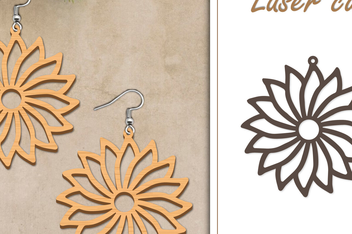 Intra απο ξύλο plywood 3mm-4mm πάχος - Σκουλαρίκια με λουλούδια  Δίασταση 3x3 cm INTRAFABR-119268963