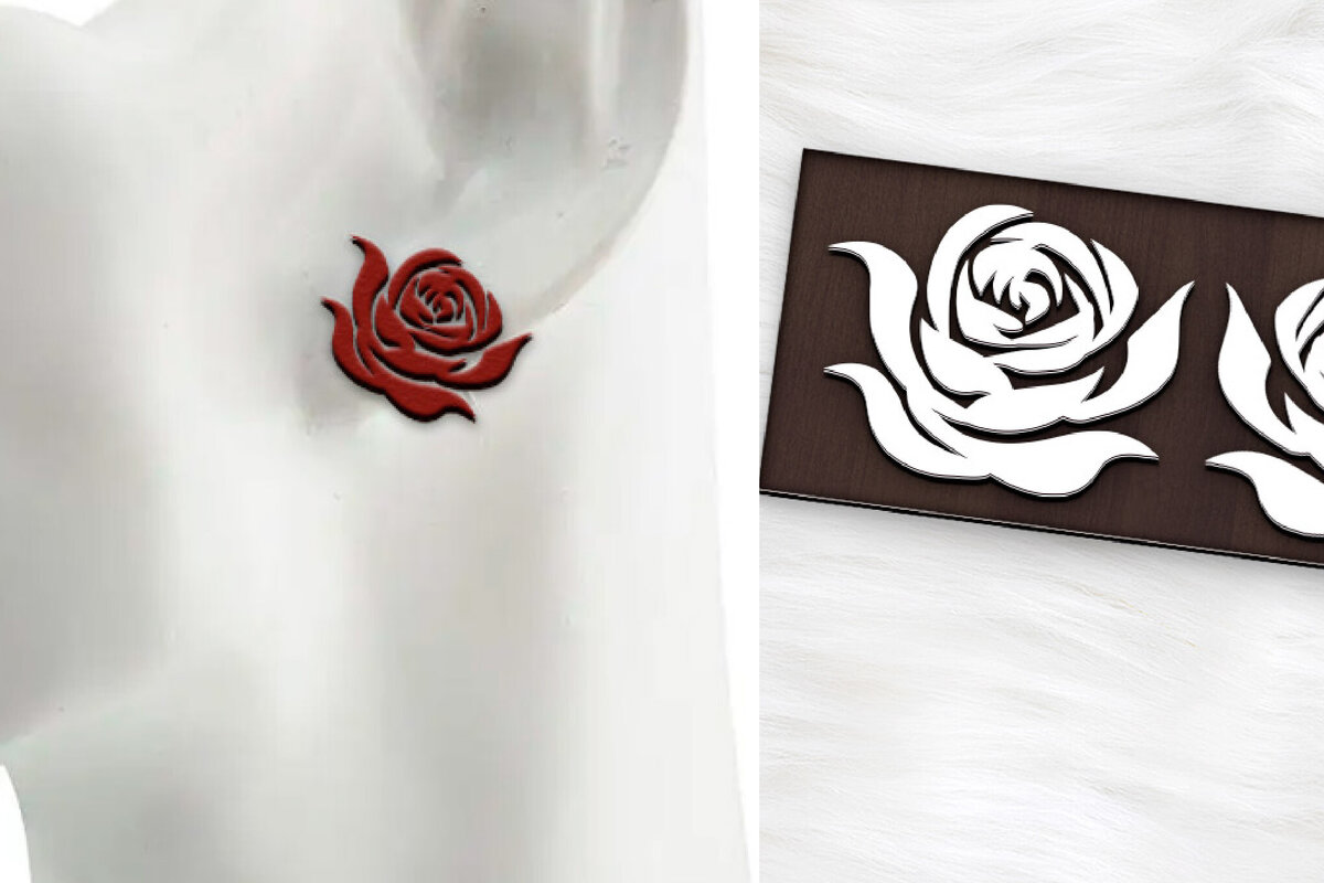 Intra απο ξύλο plywood 3mm-4mm πάχος - Σκουλαρίκια με λουλούδια . Σκουλαρίκια Boho Δίασταση 3x3 cm INTRAFABR-120653155