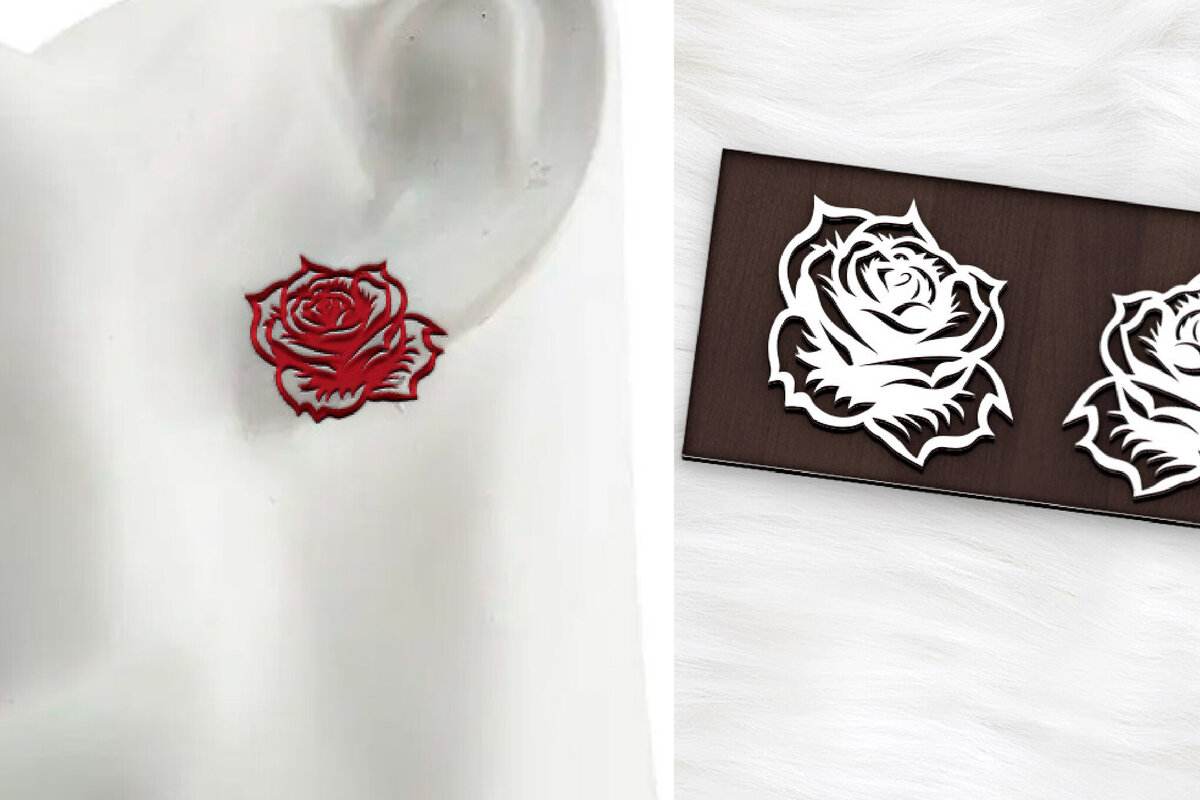 Intra απο ξύλο plywood 3mm-4mm πάχος - Σκουλαρίκια με λουλούδια . Σκουλαρίκια Boho Δίασταση 3x3 cm INTRAFABR-120656795