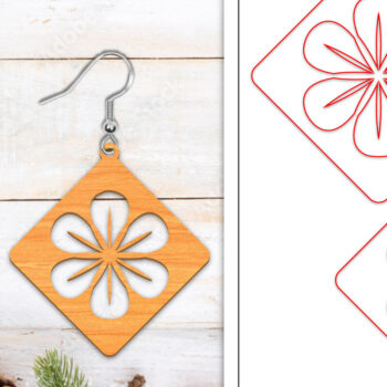 Intra απο ξύλο plywood 3mm-4mm πάχος - Σκουλαρίκια λουλουδιών | Σκουλαρίκια  Δίασταση 3x3 cm INTRAFABR-103050889 - Image 1