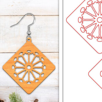 Intra απο ξύλο plywood 3mm-4mm πάχος - Σκουλαρίκια λουλουδιών | Σκουλαρίκια  Δίασταση 3x3 cm INTRAFABR-103050923 - Image 1