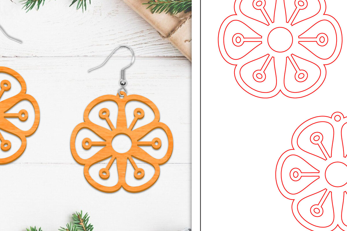 Intra απο ξύλο plywood 3mm-4mm πάχος - Σκουλαρίκια λουλουδιών | Σκουλαρίκια  Δίασταση 3x3 cm INTRAFABR-103111968