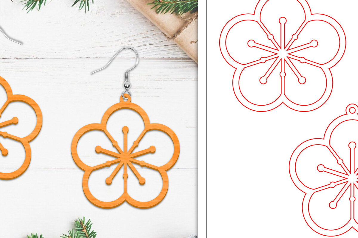 Intra απο ξύλο plywood 3mm-4mm πάχος - Σκουλαρίκια λουλουδιών | Σκουλαρίκια  Δίασταση 3x3 cm INTRAFABR-103112472