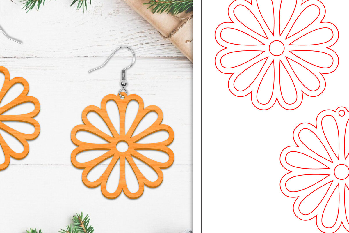 Intra απο ξύλο plywood 3mm-4mm πάχος - Σκουλαρίκια λουλουδιών | Σκουλαρίκια  Δίασταση 3x3 cm INTRAFABR-103112717