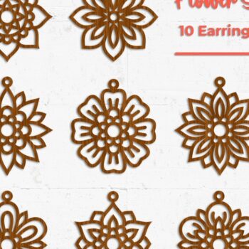 Intra απο ξύλο plywood 3mm-4mm πάχος - Σκουλαρίκια λουλουδιών -  με λέιζερ  Δίασταση 3x3 cm INTRAFABR-32771970 - Image 4