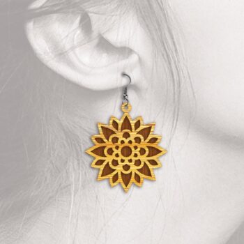 Intra απο ξύλο plywood 3mm-4mm πάχος - Σκουλαρίκια λουλουδιών -  με λέιζερ  Δίασταση 3x3 cm INTRAFABR-32771970 - Image 7