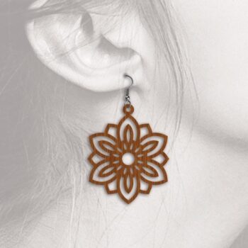 Intra απο ξύλο plywood 3mm-4mm πάχος - Σκουλαρίκια λουλουδιών -  με λέιζερ  Δίασταση 3x3 cm INTRAFABR-32771970 - Image 14