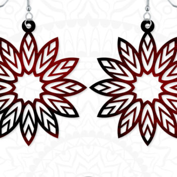 Intra απο ξύλο plywood 3mm-4mm πάχος - Σκουλαρίκια λουλουδιών, κοσμήματα κομμένα με λέιζερ Δίασταση 3x3 cm INTRAFABR-8405730 - Image 2