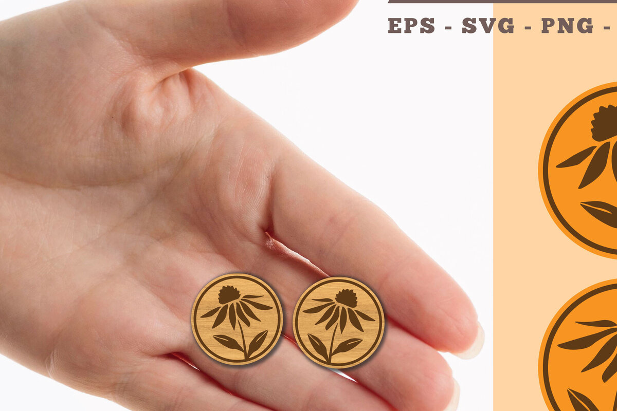 Intra απο ξύλο plywood 3mm-4mm πάχος - Σκουλαρίκια λουλουδιών κοπής με λέιζερ  1 Δίασταση 3x3 cm INTRAFABR-102676721