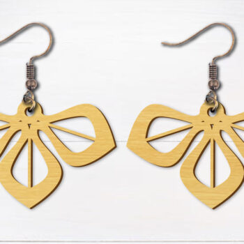 Intra απο ξύλο plywood 3mm-4mm πάχος - Σκουλαρίκια λουλουδιών κομμένα με λέιζερ  Δίασταση 3x3 cm INTRAFABR-96692594 - Image 1