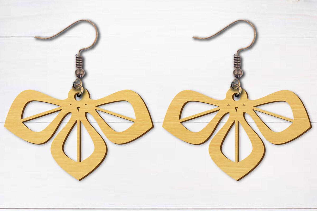 Intra απο ξύλο plywood 3mm-4mm πάχος - Σκουλαρίκια λουλουδιών κομμένα με λέιζερ  Δίασταση 3x3 cm INTRAFABR-96692594