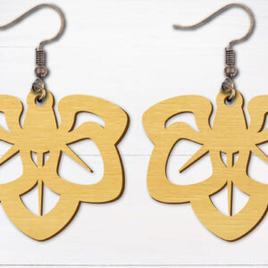 Intra απο ξύλο plywood 3mm-4mm πάχος - Σκουλαρίκια λουλουδιών κομμένα με λέιζερ  Δίασταση 3x3 cm INTRAFABR-96692661