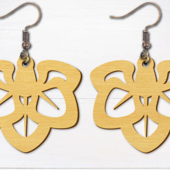 Intra απο ξύλο plywood 3mm-4mm πάχος - Σκουλαρίκια λουλουδιών κομμένα με λέιζερ  Δίασταση 3x3 cm INTRAFABR-96692661 - Image 1